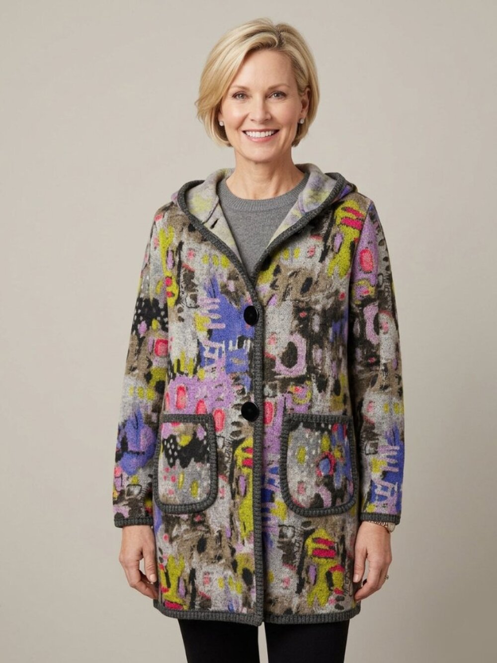 Trisha Tyler Printed Knit Cardigan Jacket
